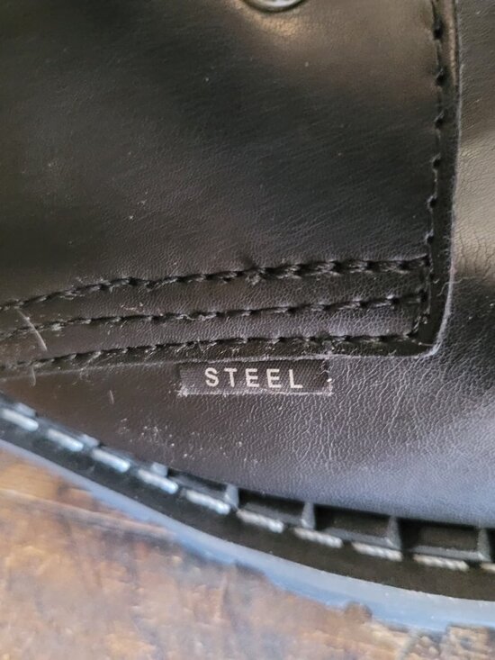 Black STEEL 3 eyelet leather steel toe boots Ranger Commando sole with screws main image 5